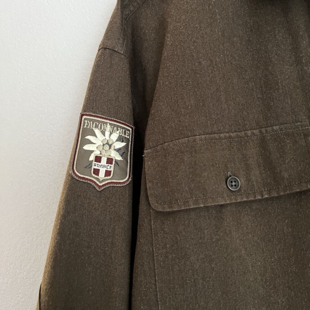 Faconnable dark brown cotton military style shacket Size L - Picture 3 of 7
